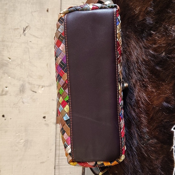 Genuine Leather Multicolor Woven Women's Crossbody Bag - Picture 6 of 9